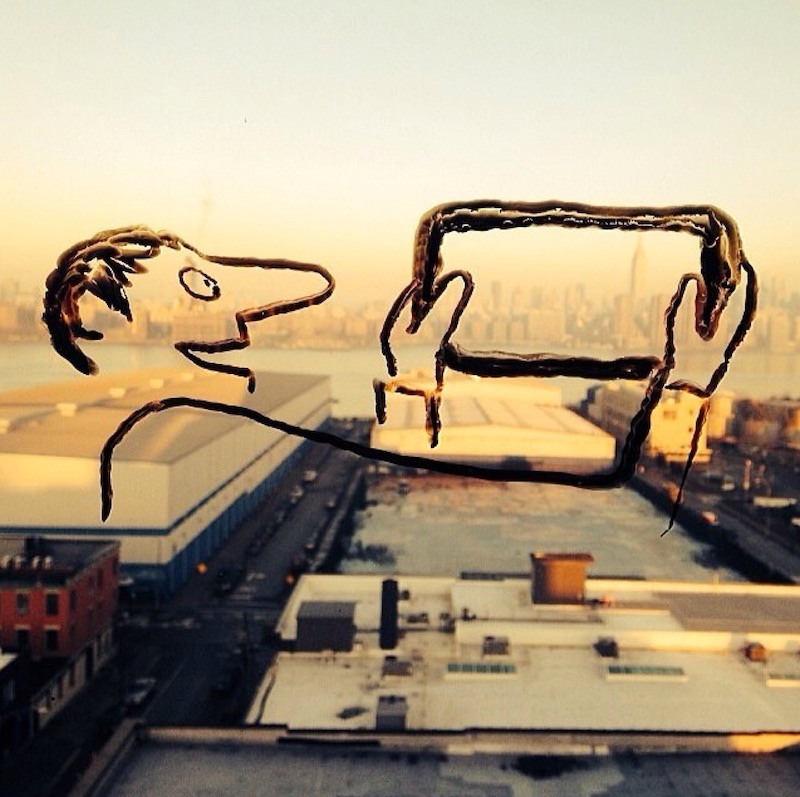 drawing on the window at the Wythe Hotel