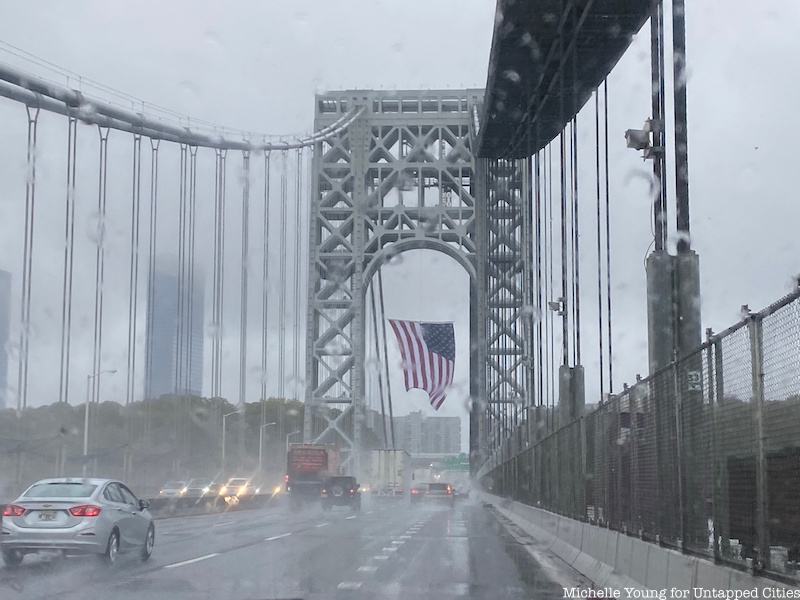 The George Washington Bridge in the rain