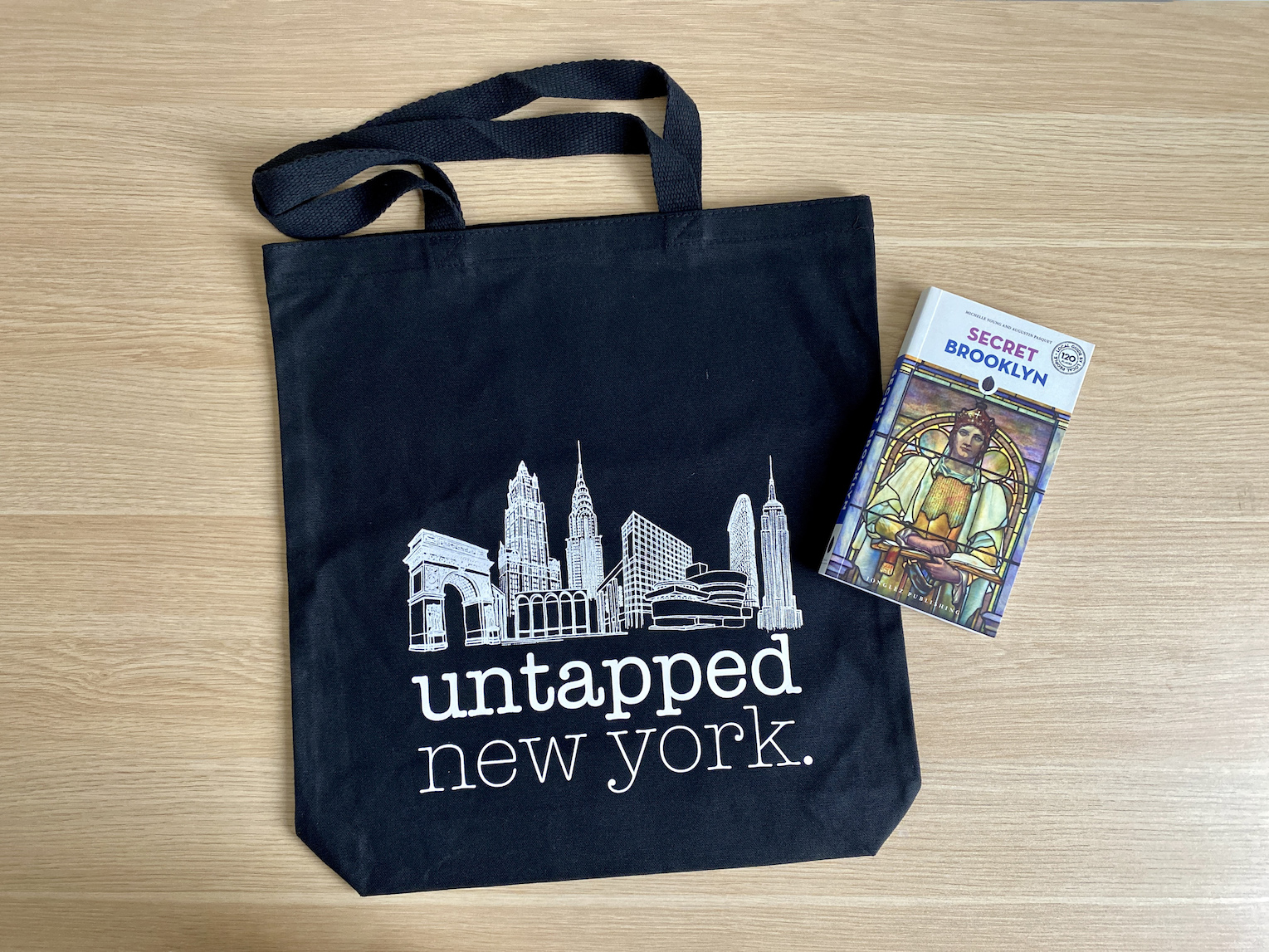 Untapped New York tote bag and book