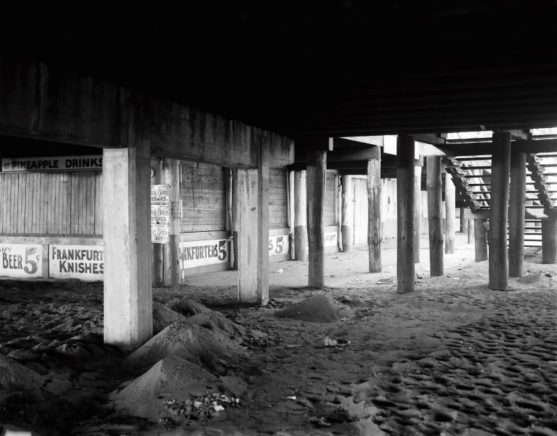 under the boardwalk in Coney Island, 1940