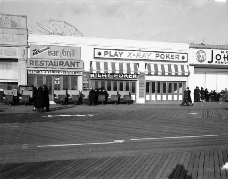 a restaurant and poker house on the Coney Island boardwalk, 1940