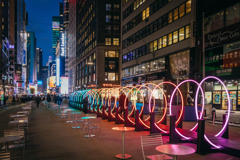 Wide shot of Glowing Tunnel Passage in Garment District