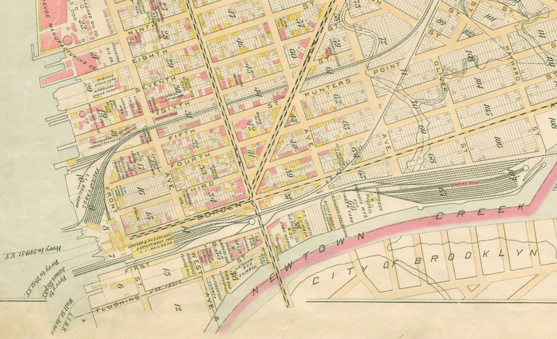 Map of Industrial Hunters Point in 1891. Photo courtesy of the New York Public Library (Wikimedia Commons).