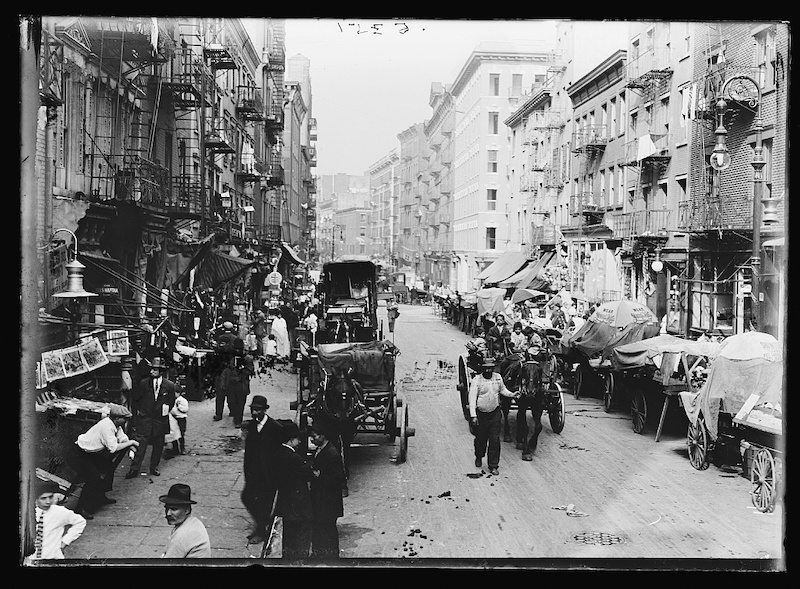 the Italian market on Mulberry Street during the horse era