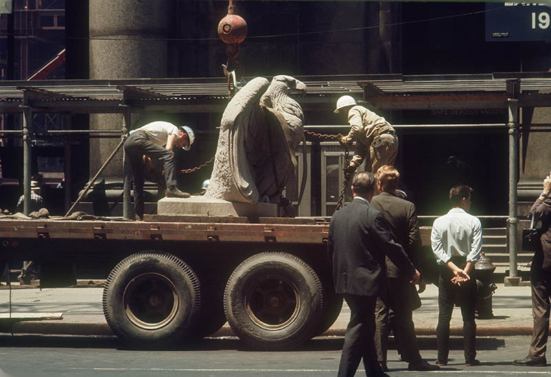 Penn Station eagle being removed in 1963