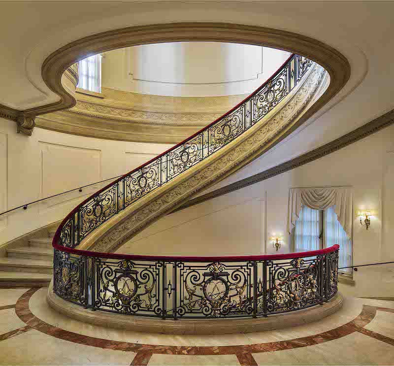 grand staircase in the James Burden mansion one of NYC's most beautiful Beaux Arts mansions