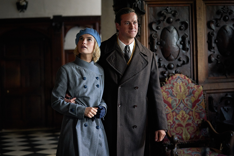 The Marble Room in Rebecca with Lily James as Mrs. de Winter, Armie Hammer as Maxim de Winter. Photo: KERRY BROWN/NETFLIX