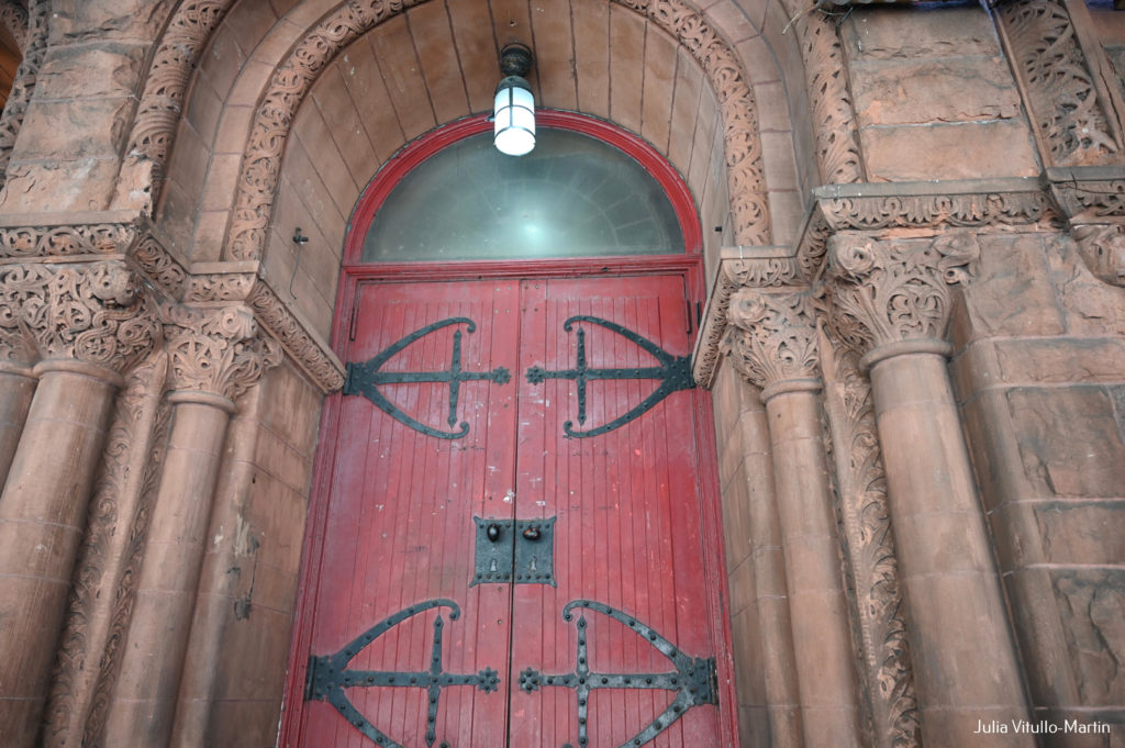 West Park Presbyterian Church's dramatic front entryway. 