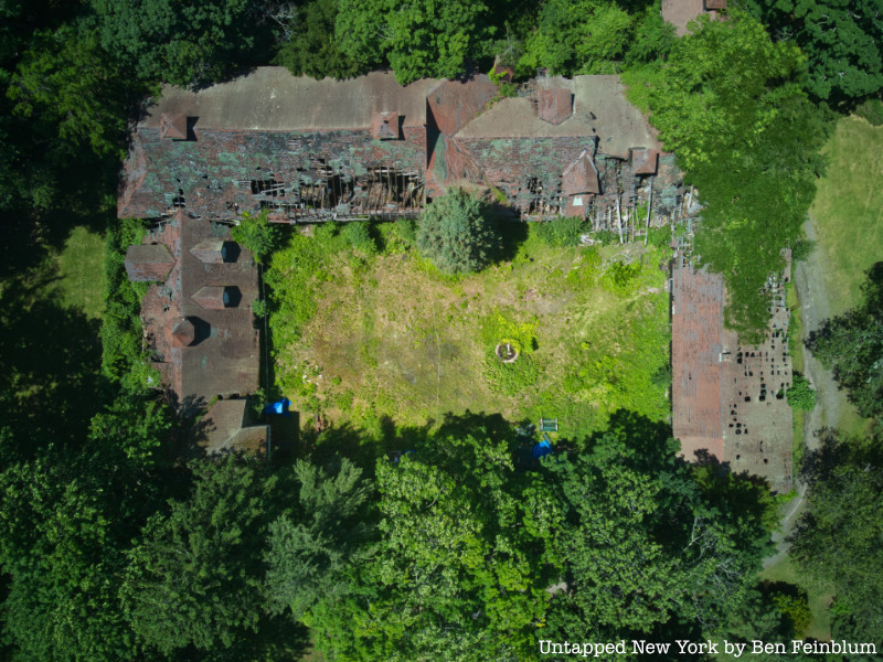 Aerial view of Ward Acres Barn in New Rochelle, New York.