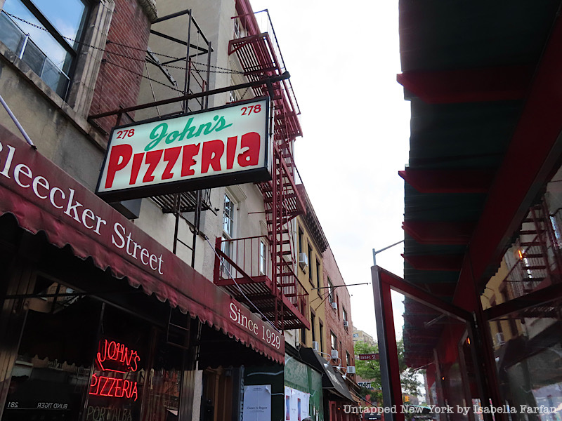 John's Pizzeria sign on Bleecker Street