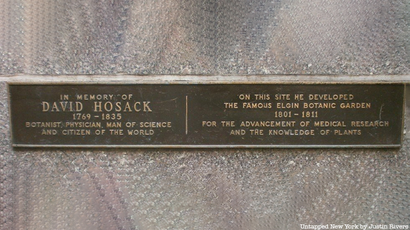 Today, a plague honors Dr. David Hosack and his botanical garden in Rockefeller Plaza.