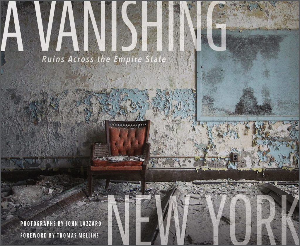 A Vanishing New York book cover showing a red chair in front of a blue and white wall with peeling paint