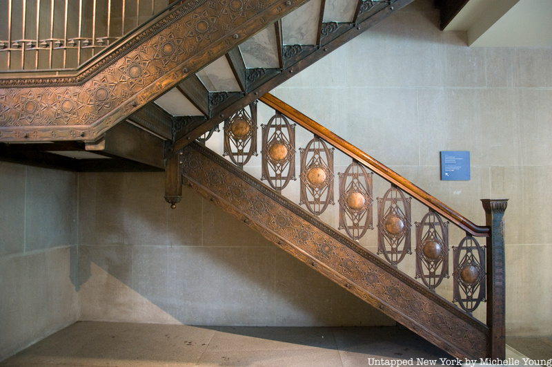 Copper-plated iron staircase inside the Metropolitan Museum of Art.