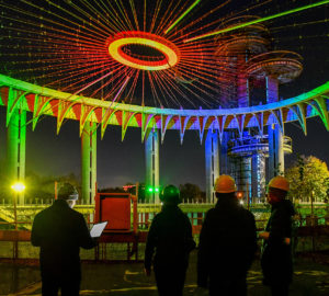 New York State Pavilion lights up in a test