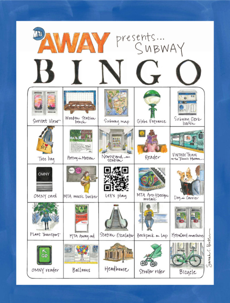 The MTA Away subway bingo card