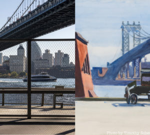 The Manhattan Bridge photo and painting by Edward Hopper