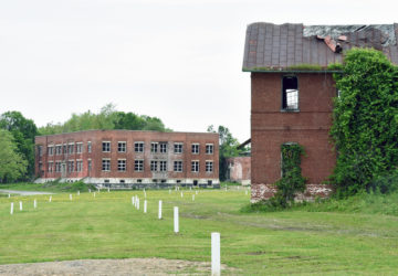 Abandoned buildings on Hart Island