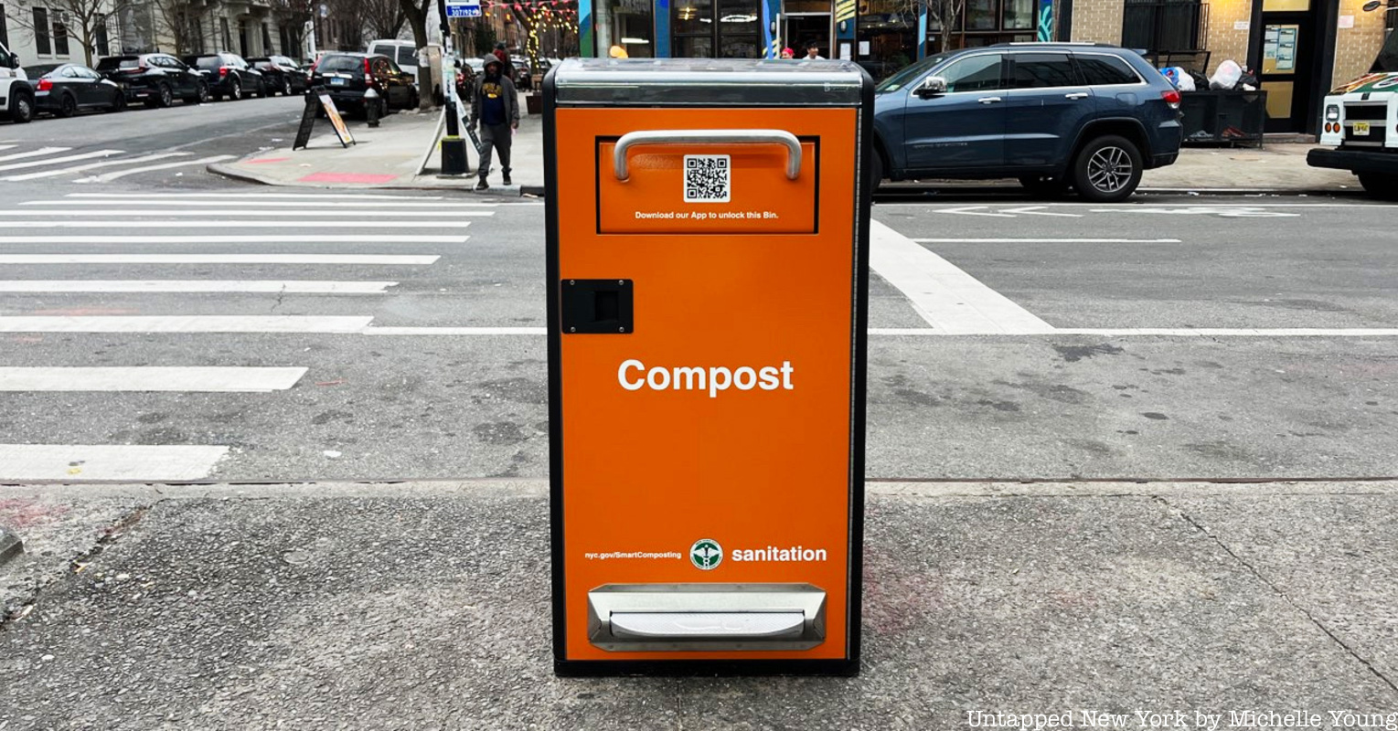 orange smart compost bin in NYC