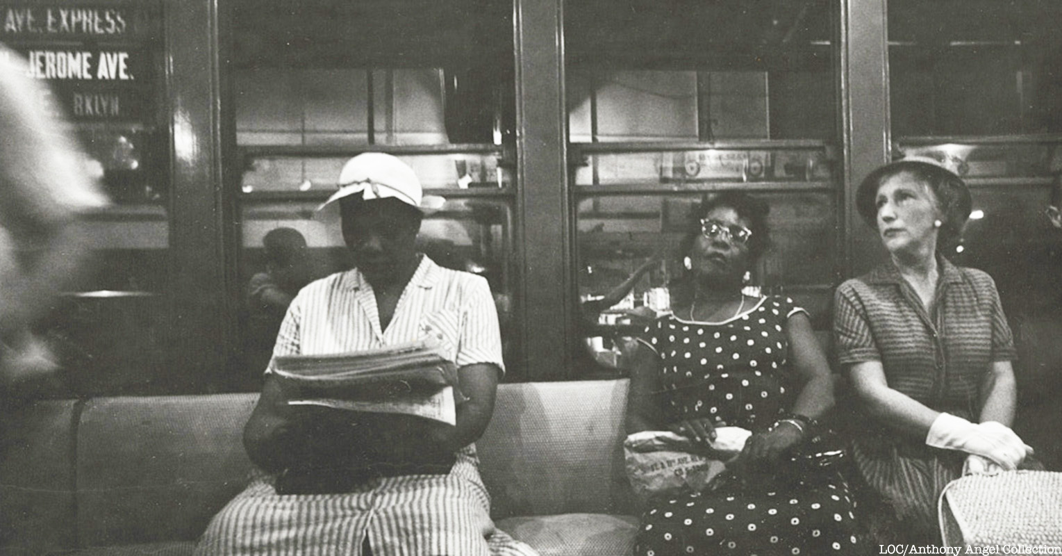 Women on a subway car