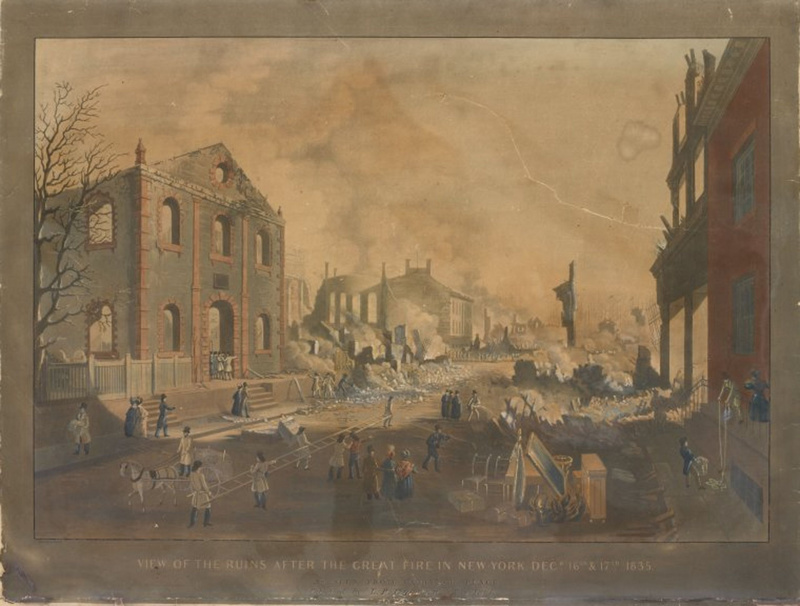 Painting of ruins of Great Fire of 1835