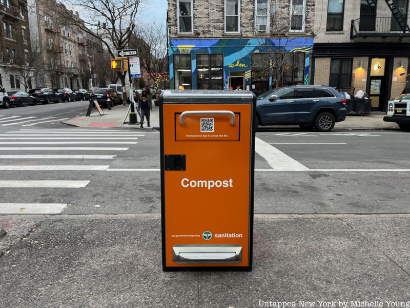 orange smart compost bin in NYC