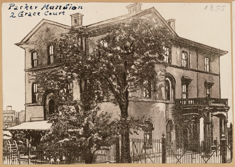 A sketch of the lost Packer Mansion in Brooklyn