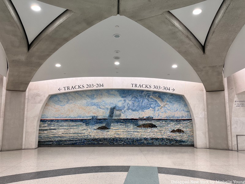 Water themed mosaic mural art in Grand Central Madison