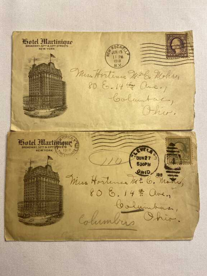 World War 1 era Martinique Hotel envelope