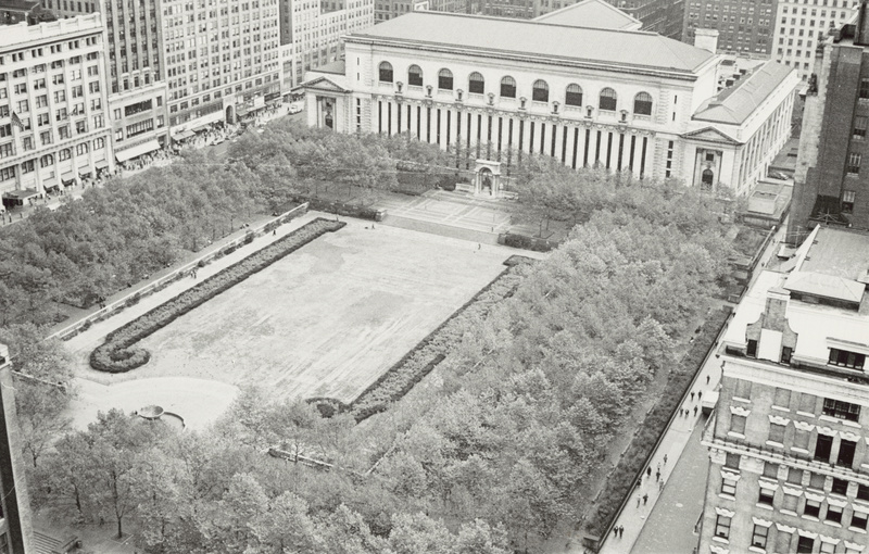 Overhead view of Bryant Park from the 1950s
