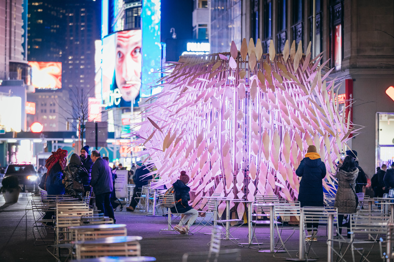 Living Lantern in the Garment District, Photo by Alexander Ayer. Courtesy of @DiversityPics for the Garment District Alliance. February public art installation