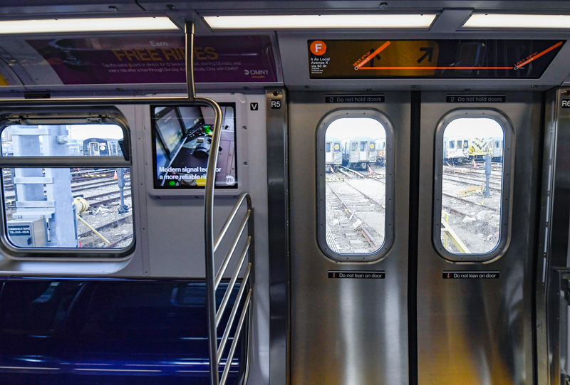 A interior side view of the new R211 subway cars