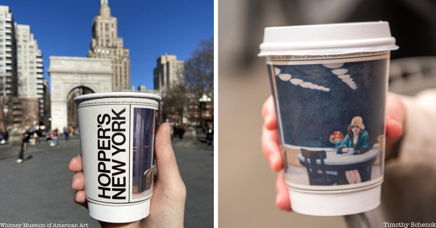 Edward Hopper cups for free coffee in NYC