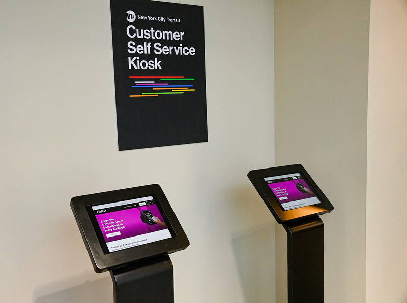 Digital kiosks at the Coney Island subway station