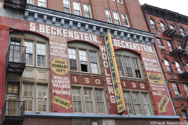 S. Beckenstein fabric store ghost sign, 130 Orchard Street on the Lower East Side
