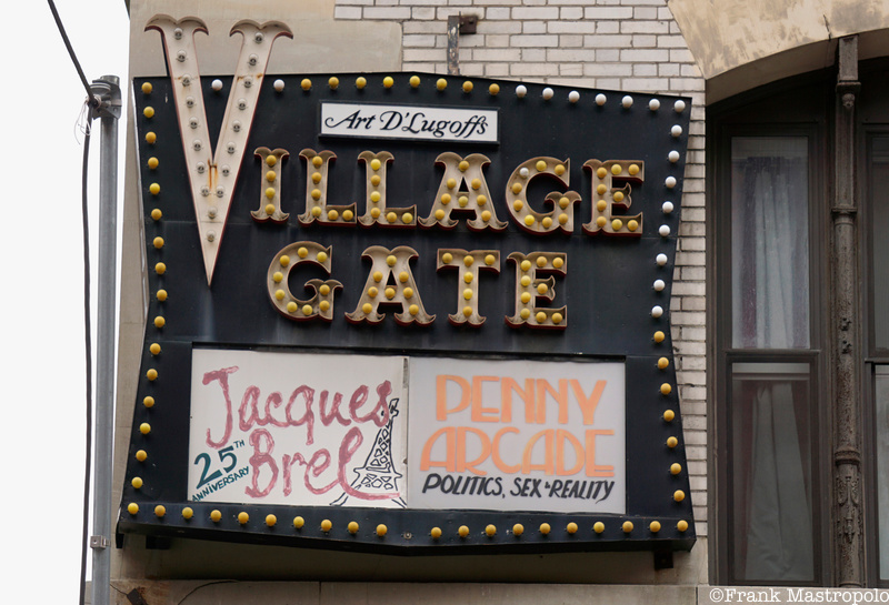 Village Gate nightclub ghost sign, 158 Bleecker Street, in Greenwich Village.