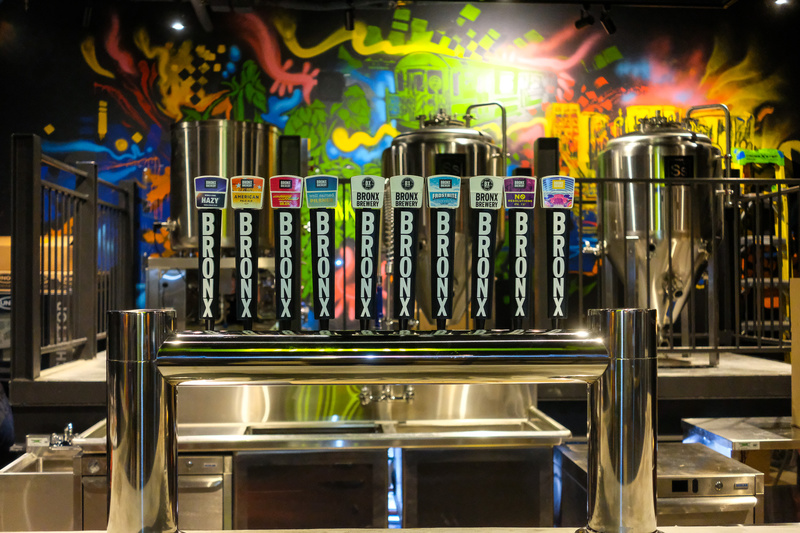 Beer taps at Hudson Yards Bronx Brewery location
