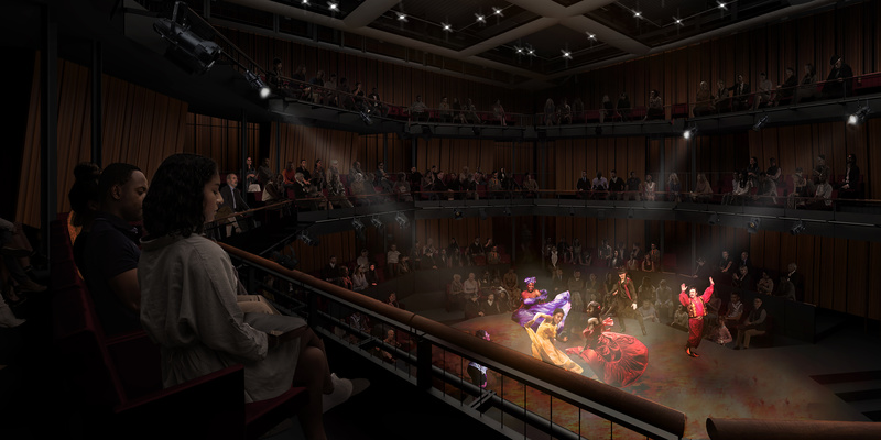 Stage rendering of the Perelman Performing Arts Center