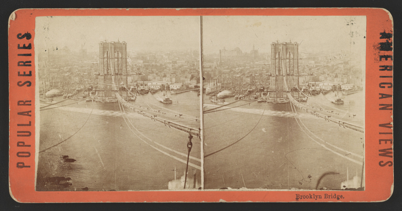 Brooklyn Bridge under construction