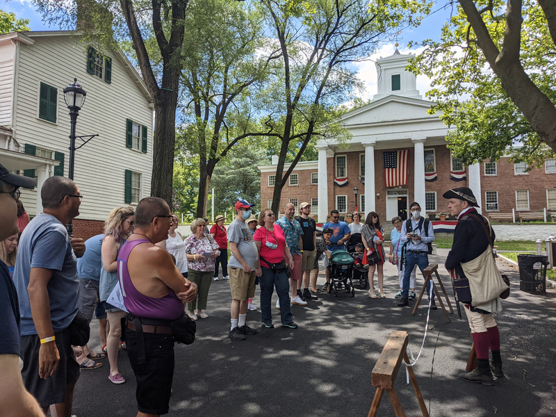 Actor giving historical impersonation at Historic Richmond Town for 4th of July