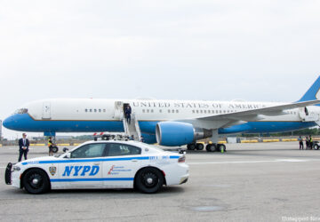 Air Force Two Arrives at LaGuardia Airport