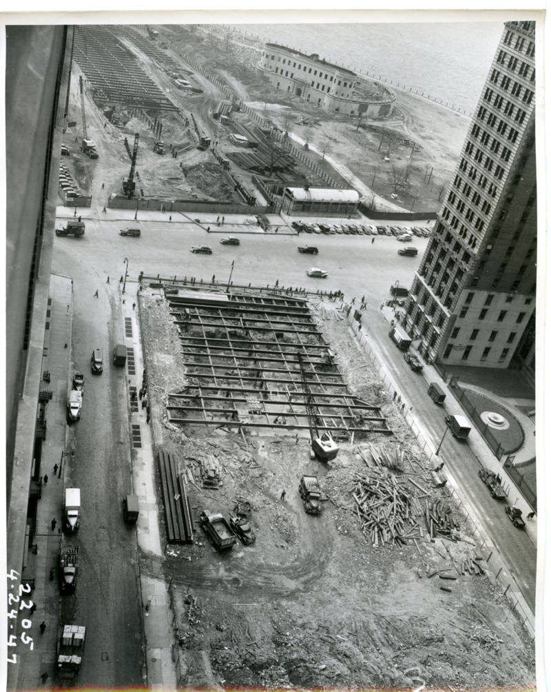 Albert Studios [General view of construction operations], BBT_8N_2205, April 24, 1947, Courtesy of MTA Bridges & Tunnels Special Archive