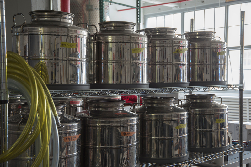 Silver barrels at Barrow's Intense distillery