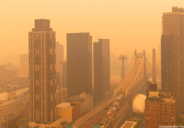 Orange Haze in NYC over 59th Street Bridge