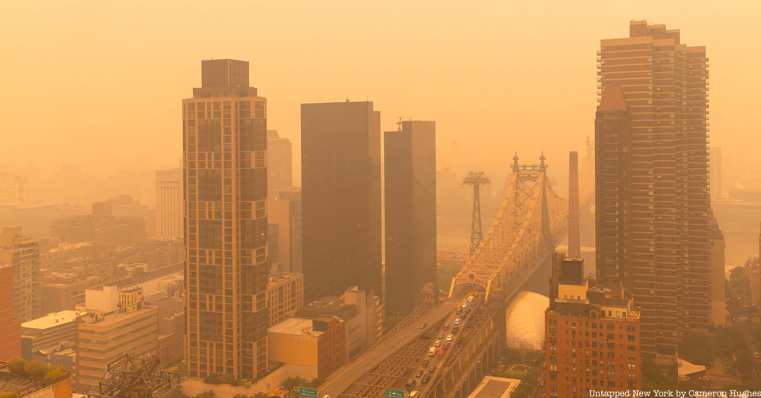 Orange Haze in NYC over 59th Street Bridge