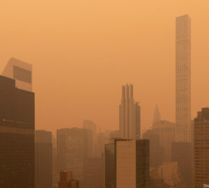 Orange Haze in NYC sky during bad NYC air quality