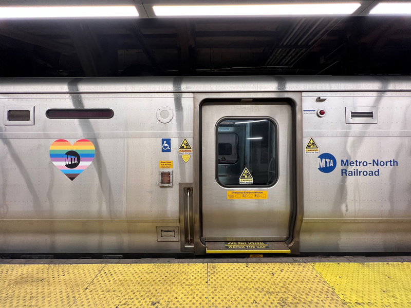 Pride sticker on MTA subway