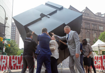 NYC officials spin the Astor Place Cube