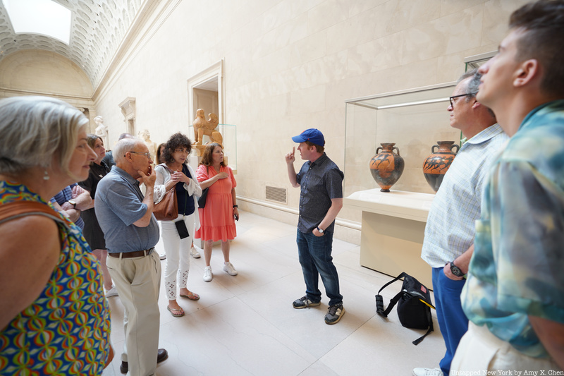 Tour group inside the Met Museum