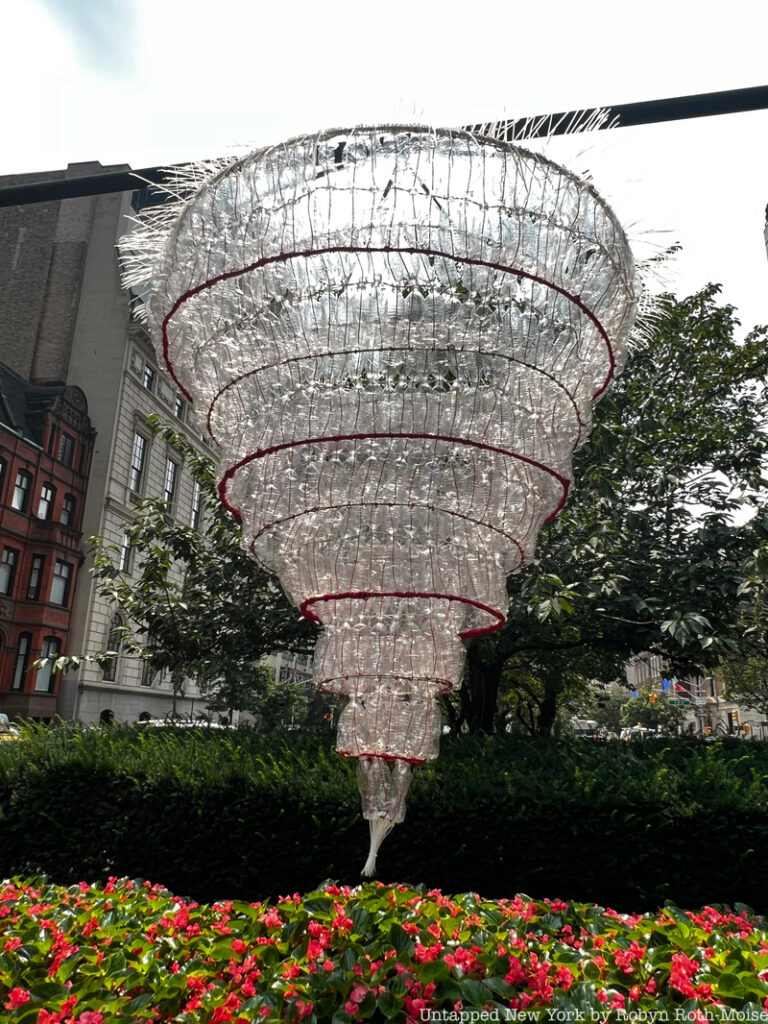 Water bottle chandelier by Willie Cole