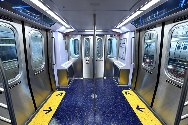 Interior of a R211 subway car